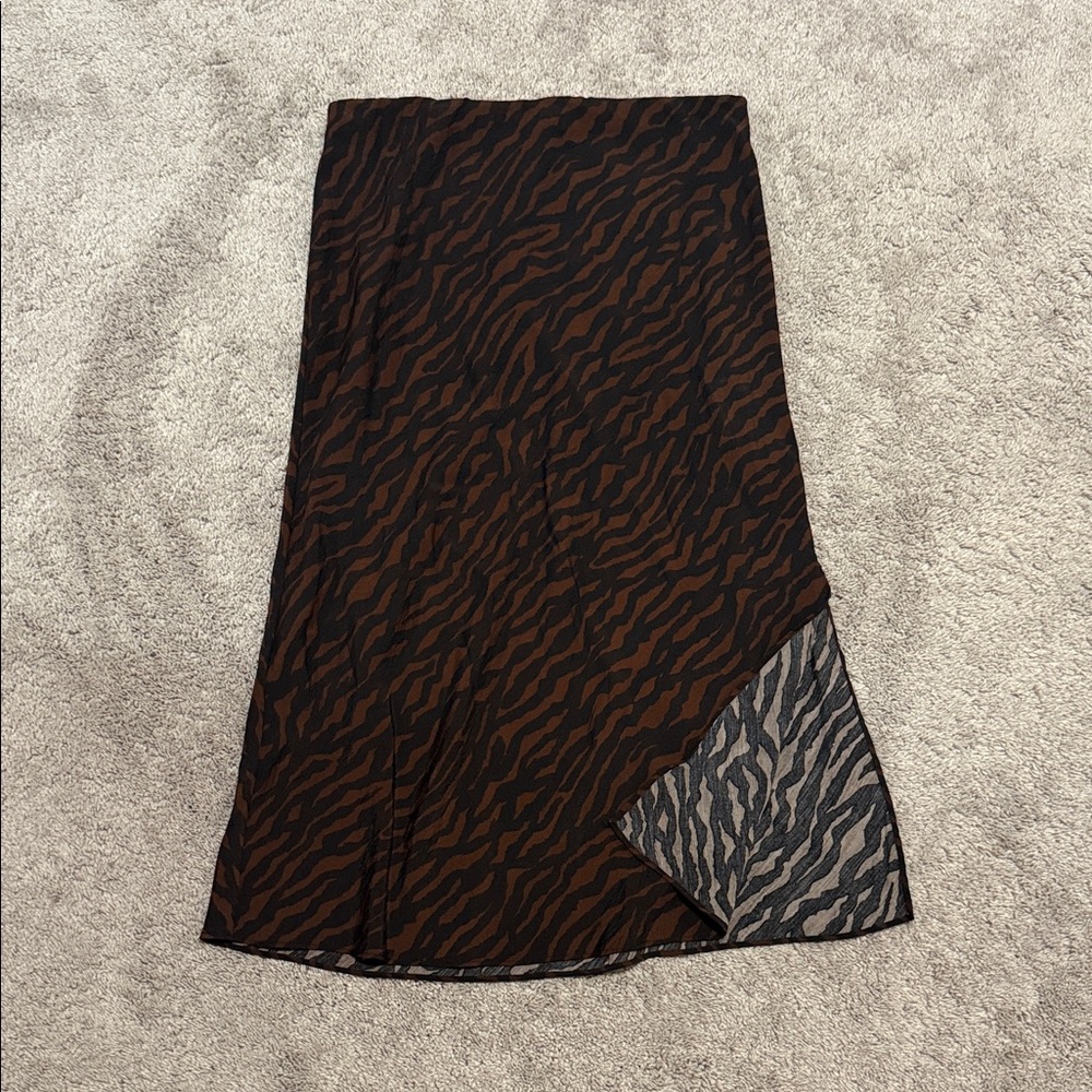 Madewell Brown and Black Animal Print Skirt